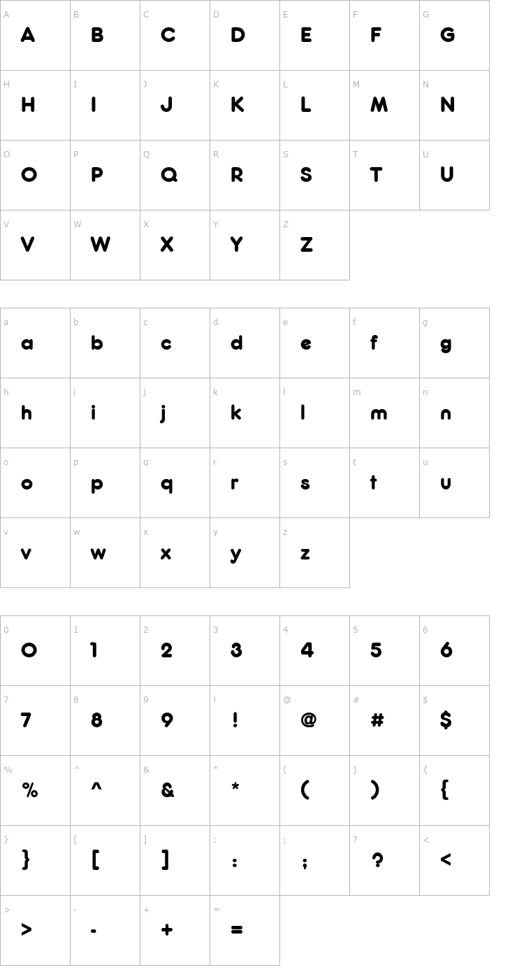 Character Map Frankfurter D Medium Font