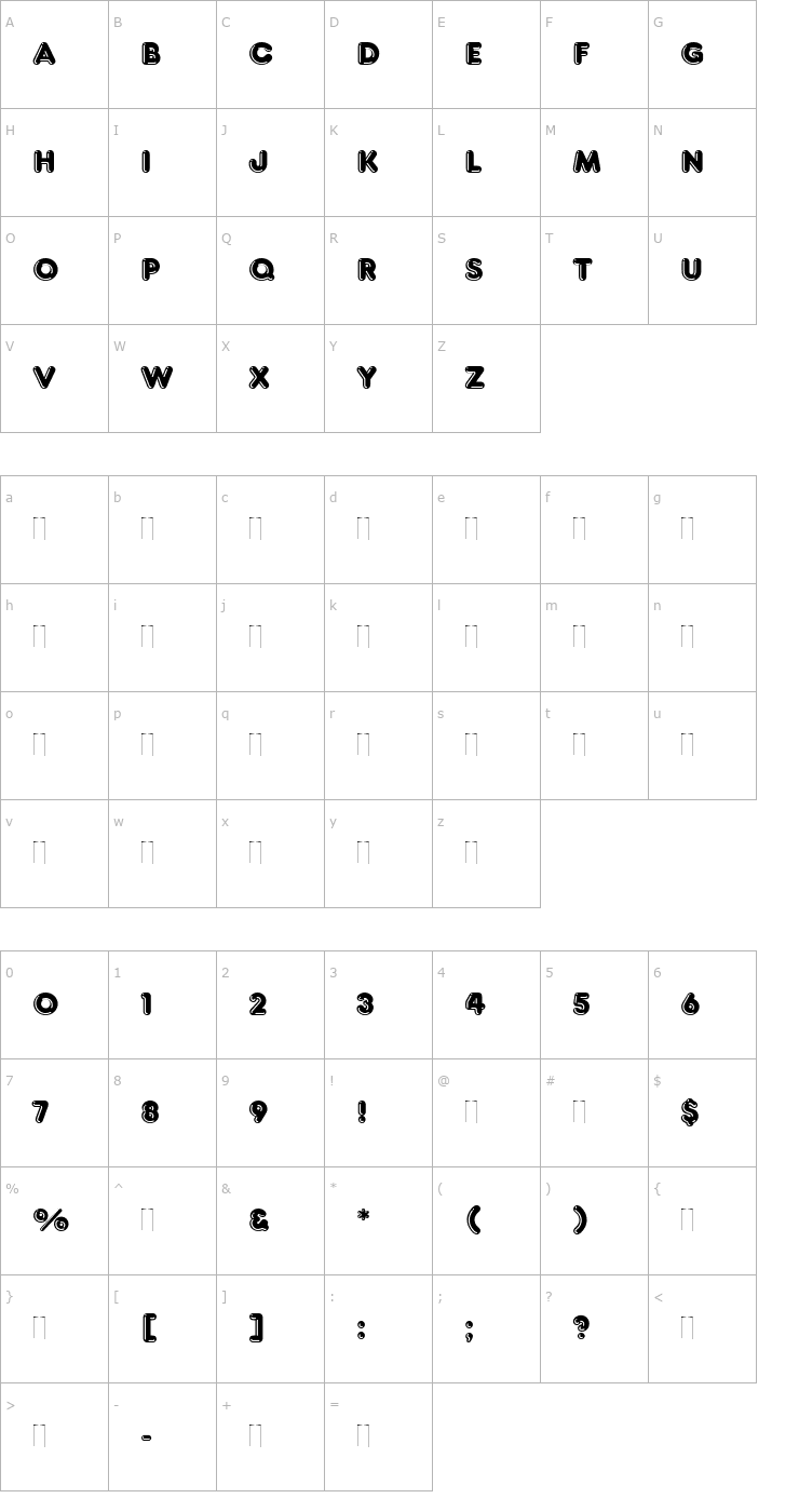 Character Map Frankfurter Highlight Plain Font