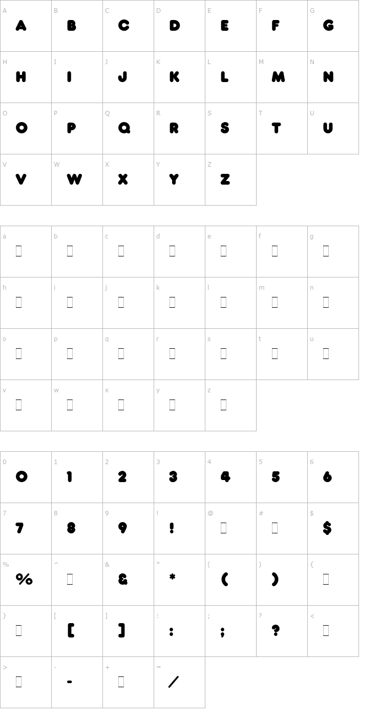 Character Map Frankfurter LET Plain1.0 Font