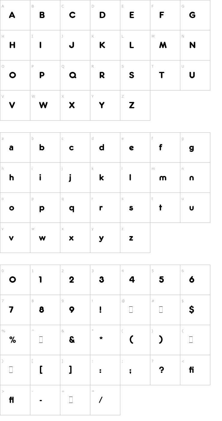 Character Map Frankfurter Medium LET Plain Font