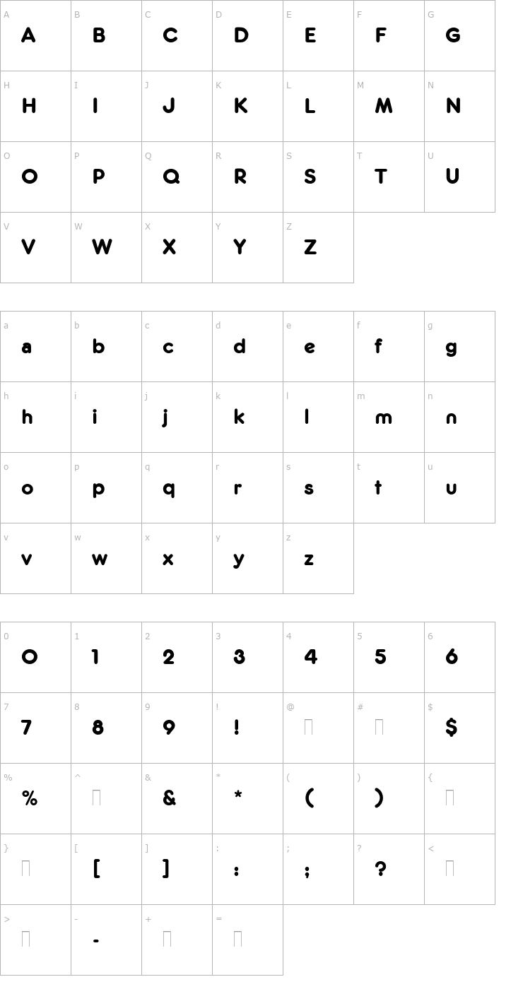 Character Map Frankfurter Medium Plain Font