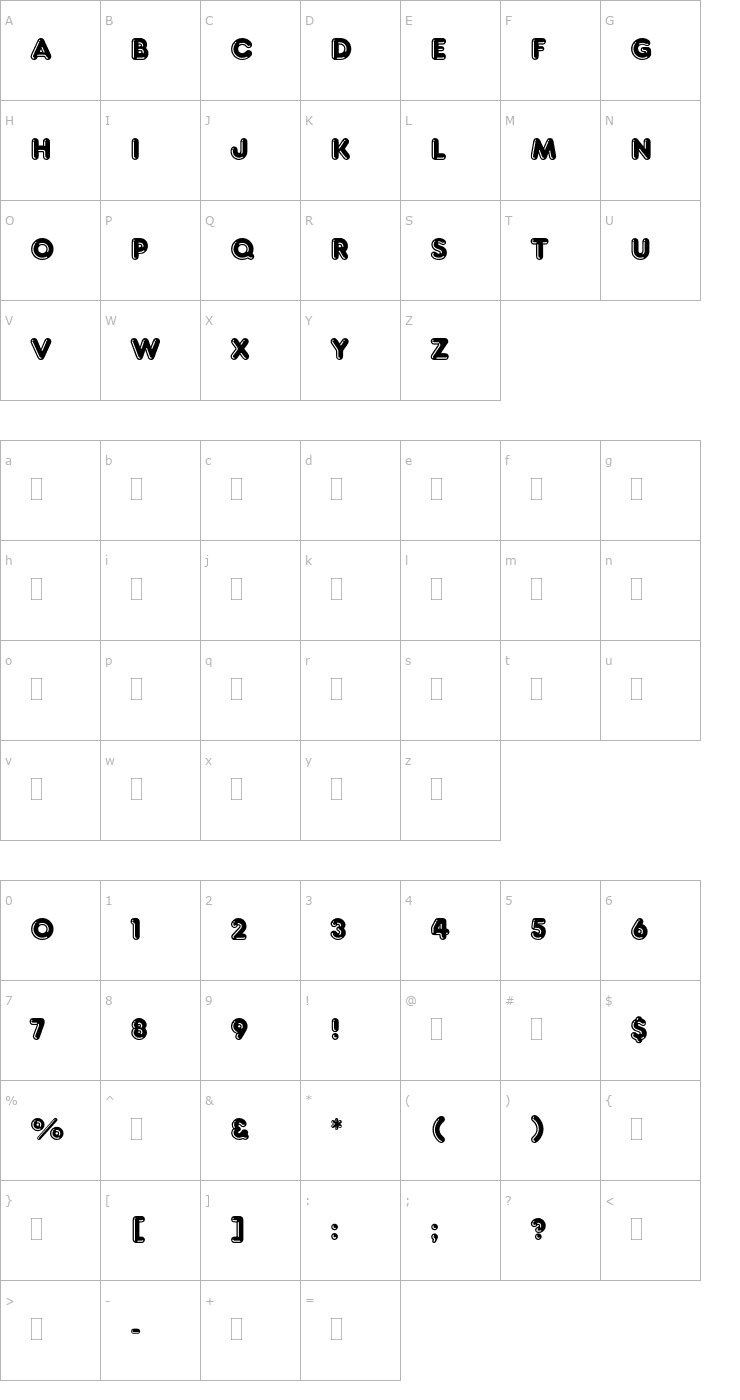 Character Map FrankfurterHighlightPlain Font