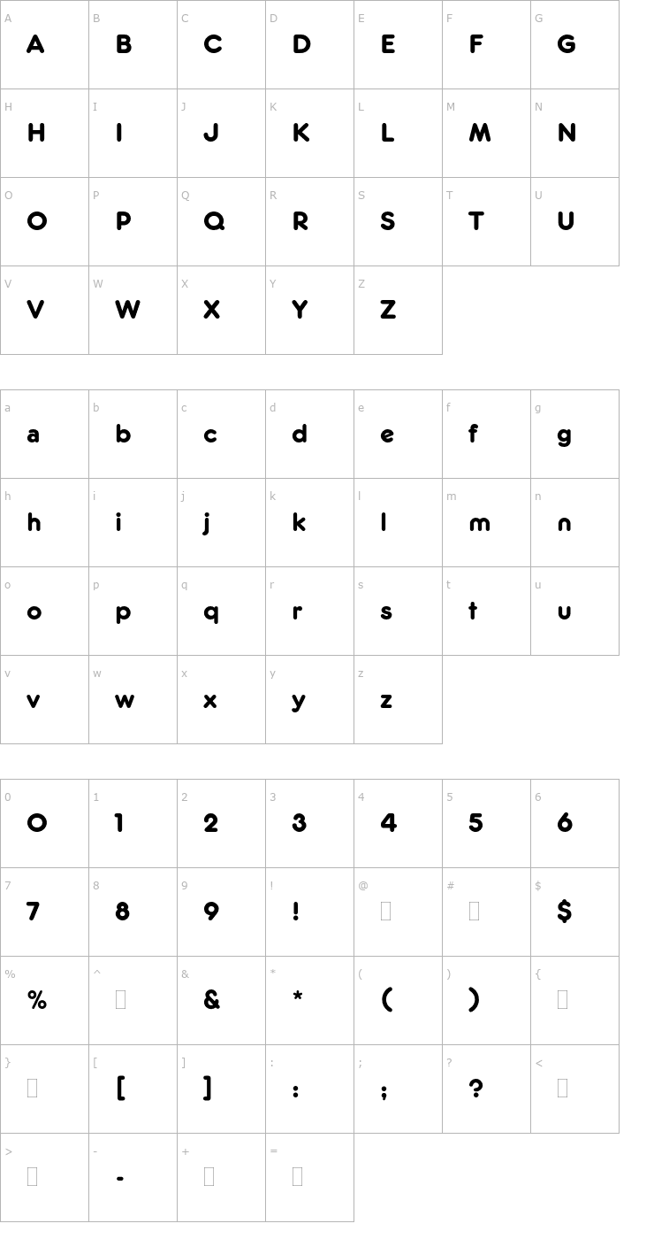 Character Map FrankfurterMediumPlain Font