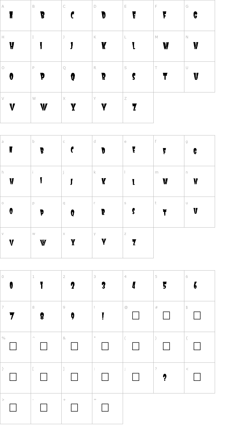 Character Map Frankie Font