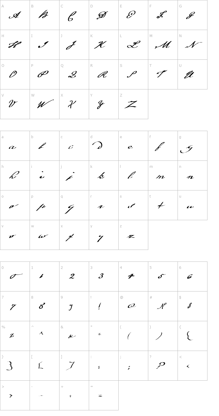 Character Map Franklinesque Font