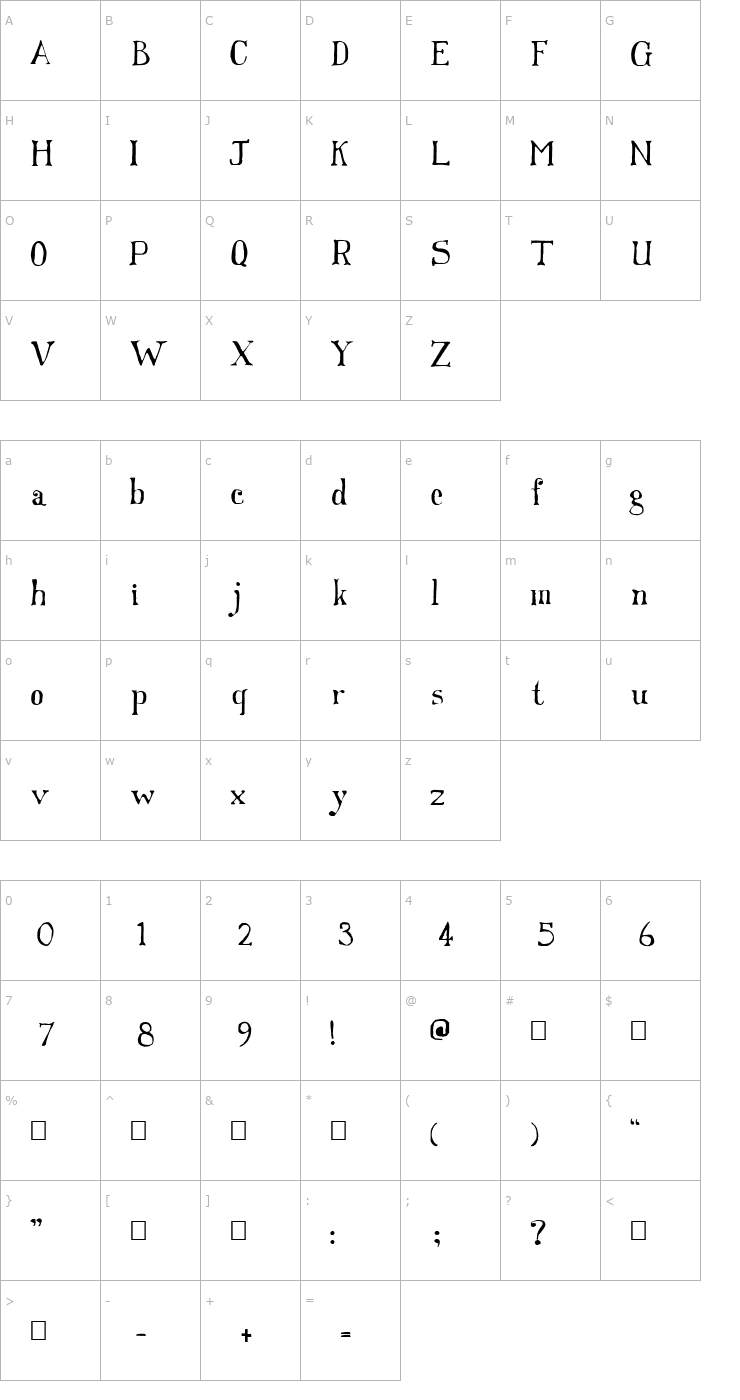 Character Map Franks Font