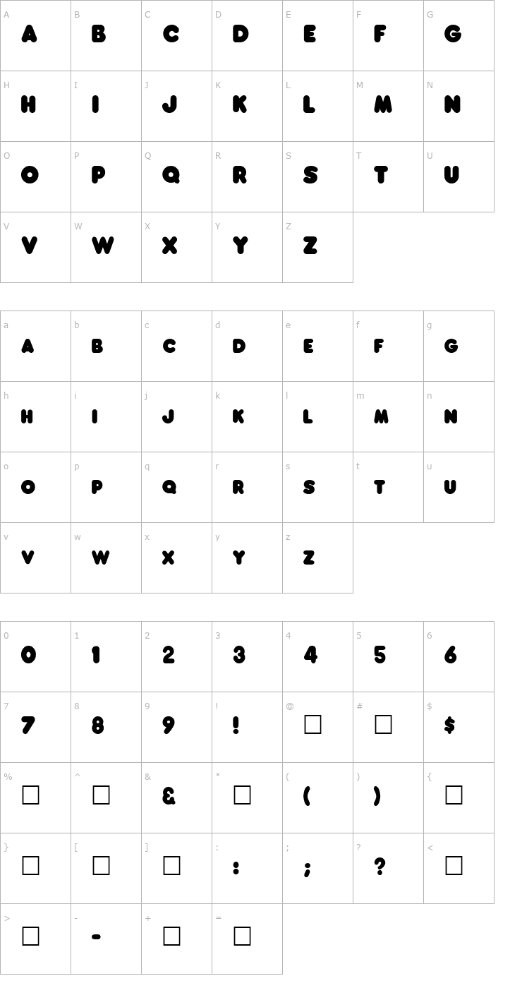 Character Map Franks Regular Font