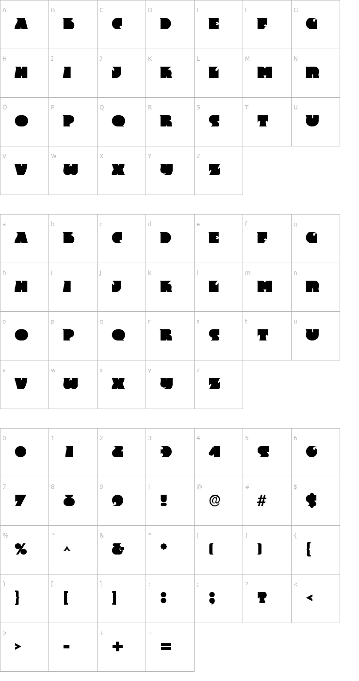 Character Map Frantic Font