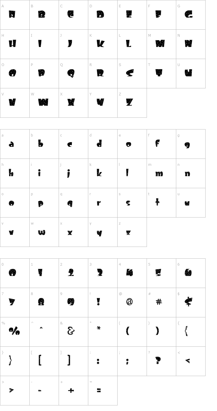 Character Map Freckle Font