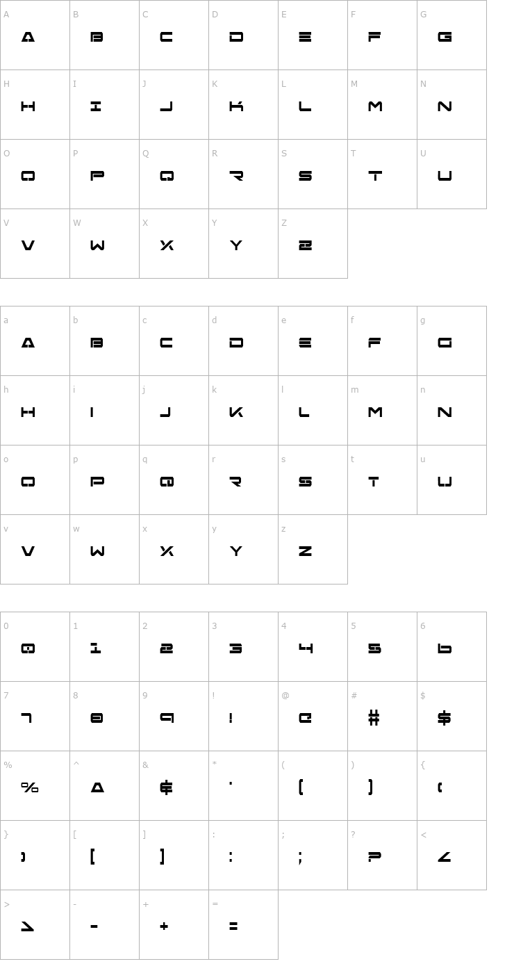 Character Map Free Agent Bold Condensed Font