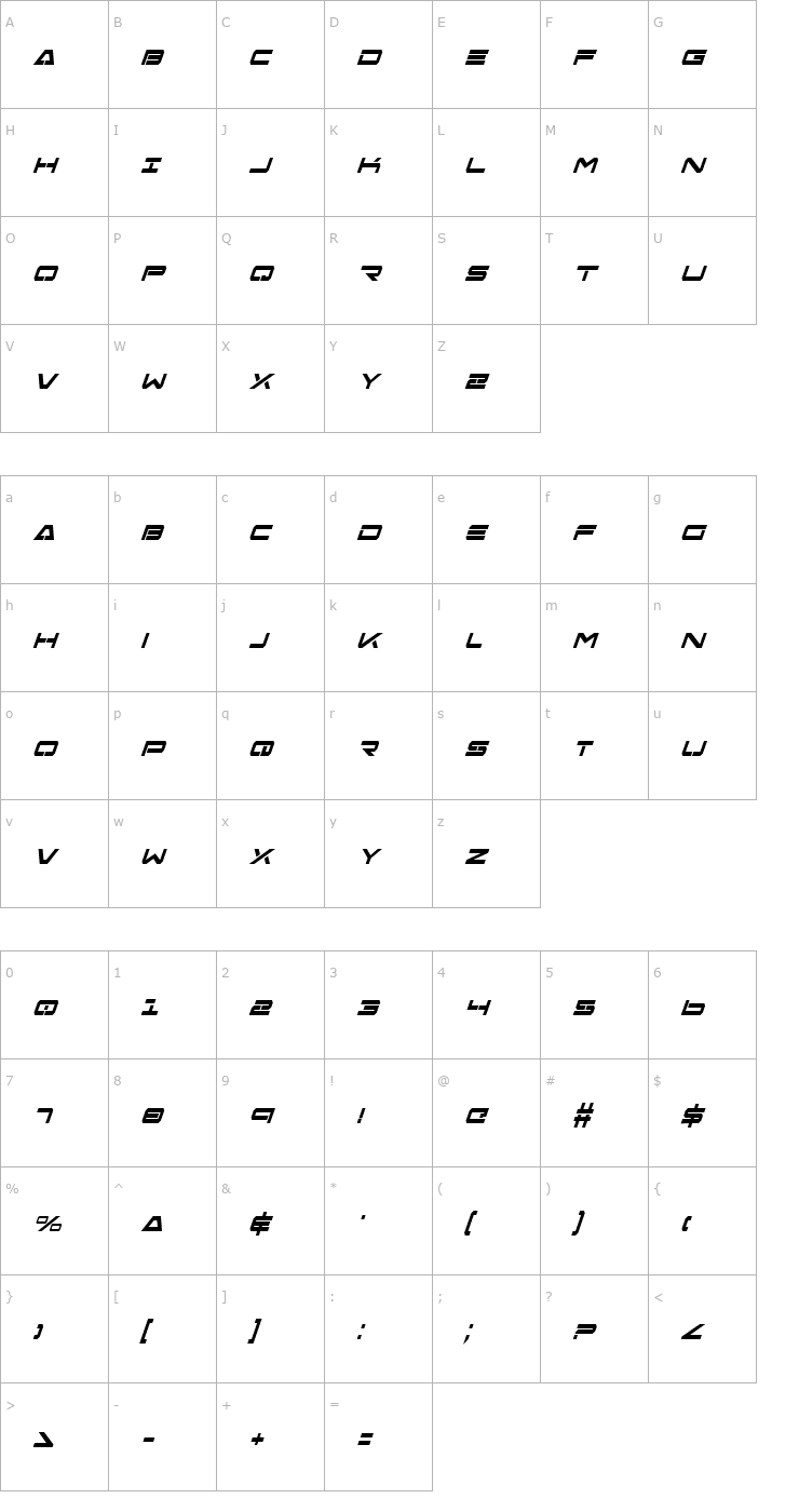 Character Map Free Agent Bold Condensed Italic Font