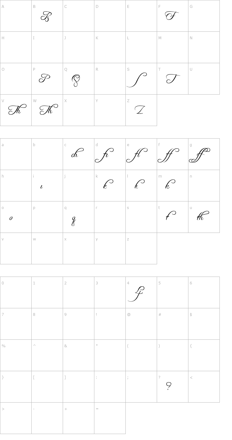 Character Map Freebooter Script - Alts Font