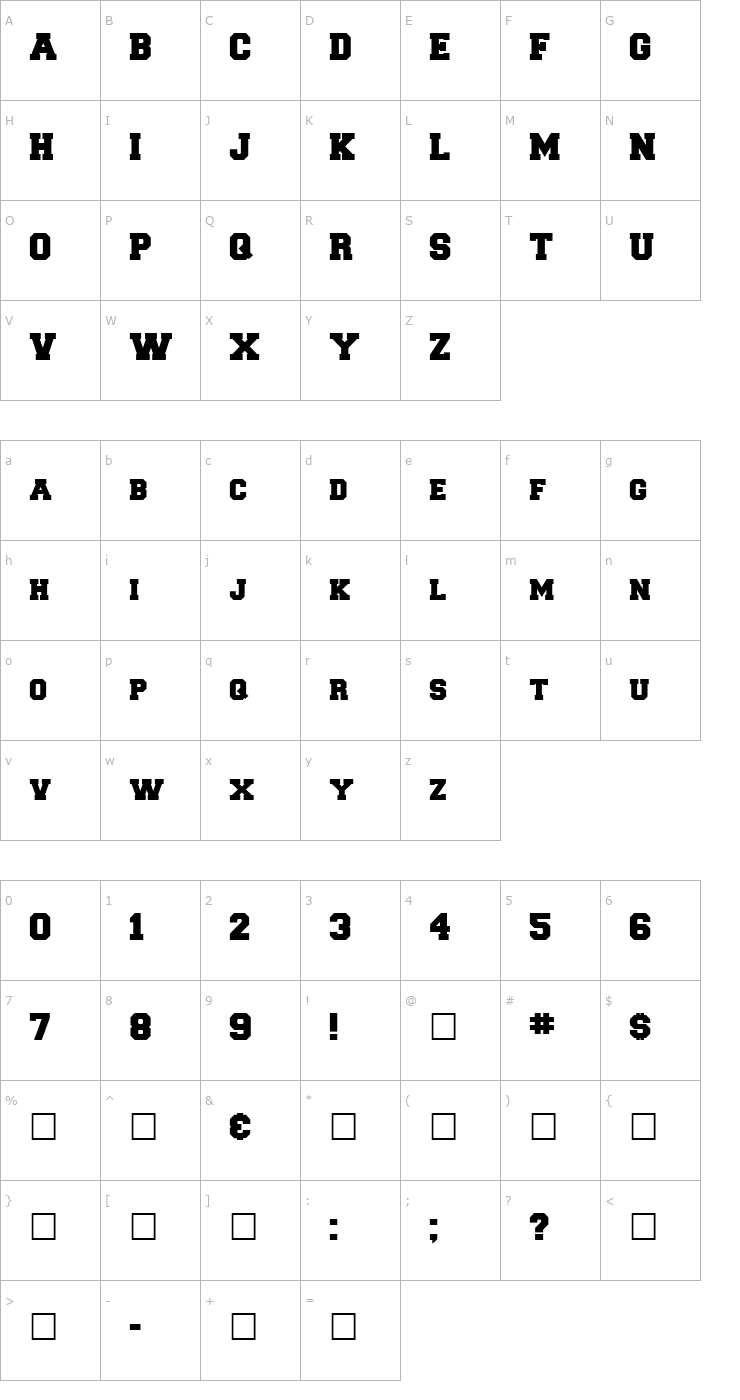 Character Map Freshman Font