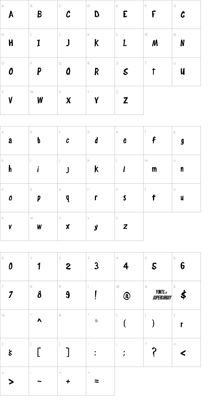 Character Map Frosty's Winterland Font