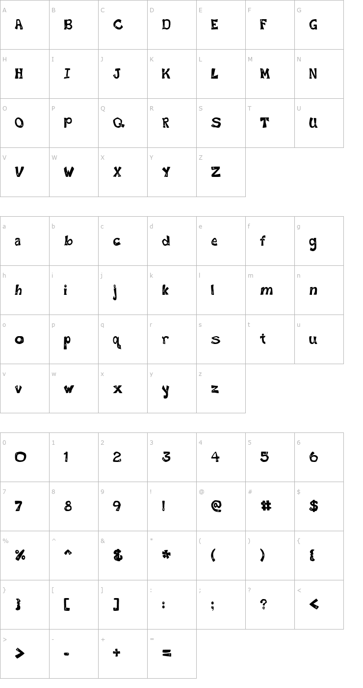 Character Map Frowny Font Font