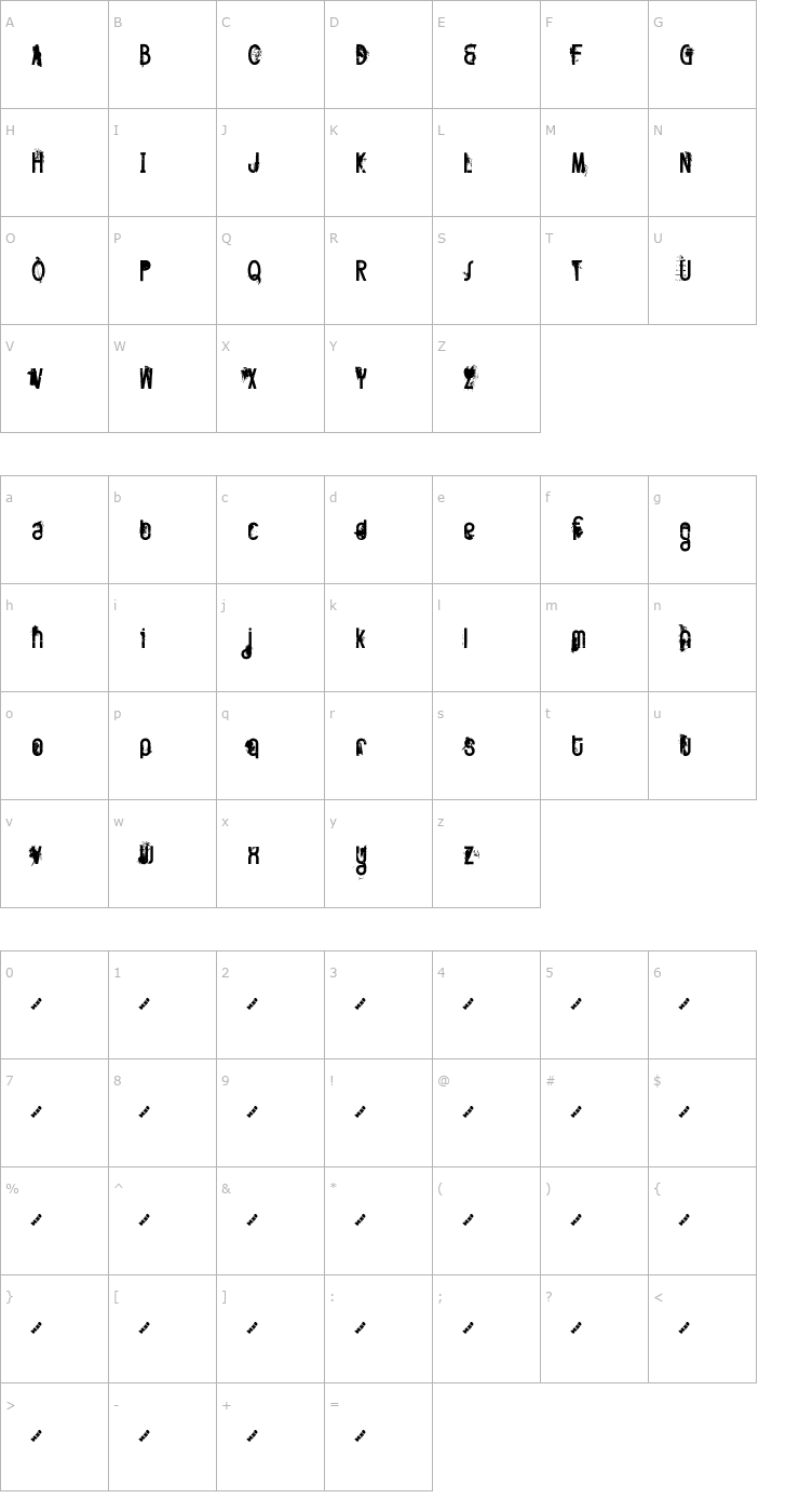 Character Map FT Twisted Ontogenesis Font