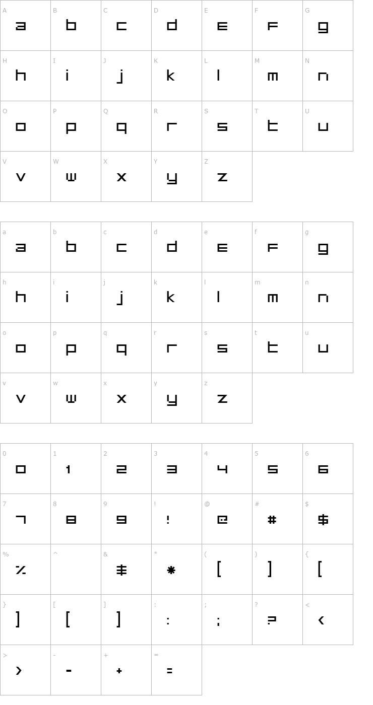 Character Map ft29 Font