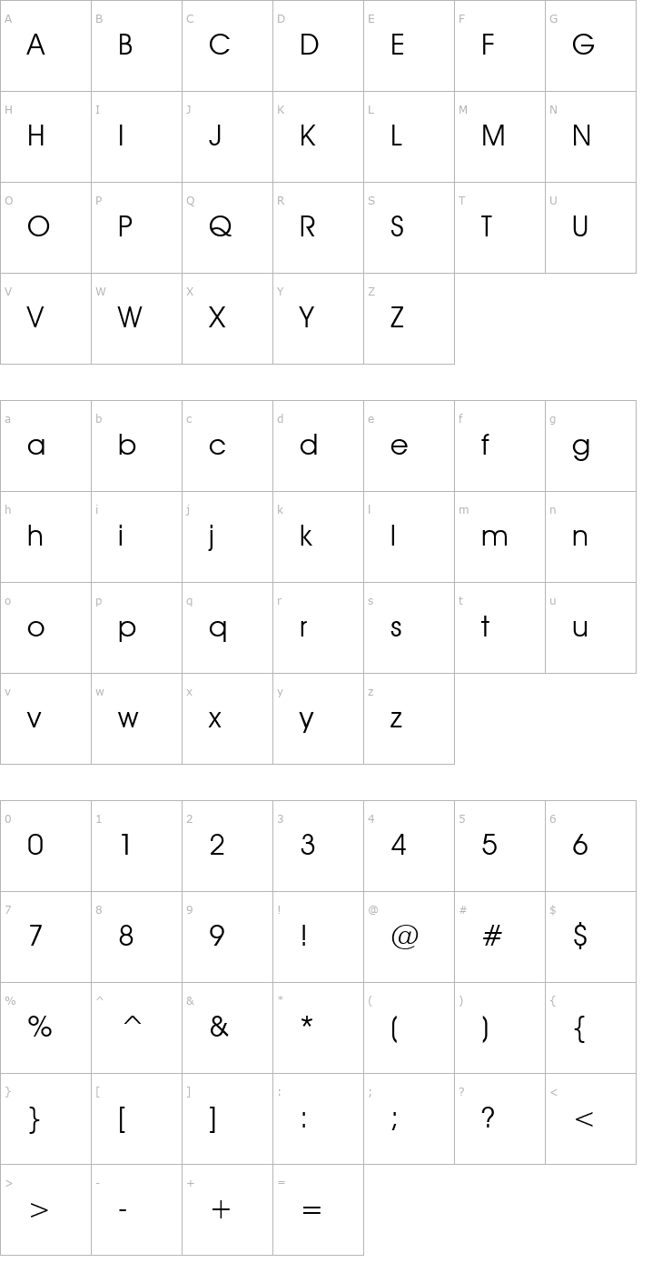 Character Map ft60 Book Font