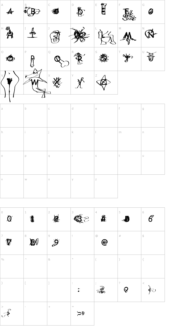 Character Map FuckSans Joder Font