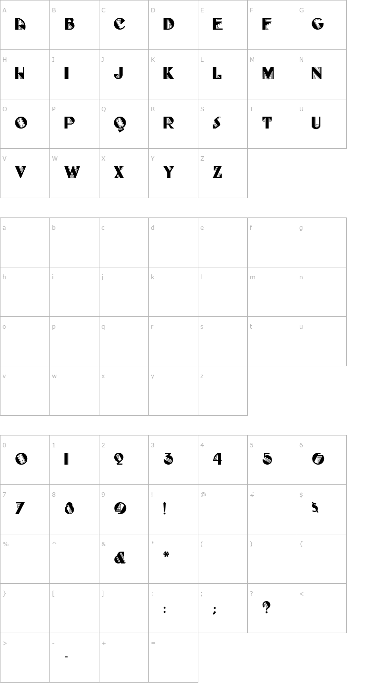 Character Map FullTiltBoogie Font