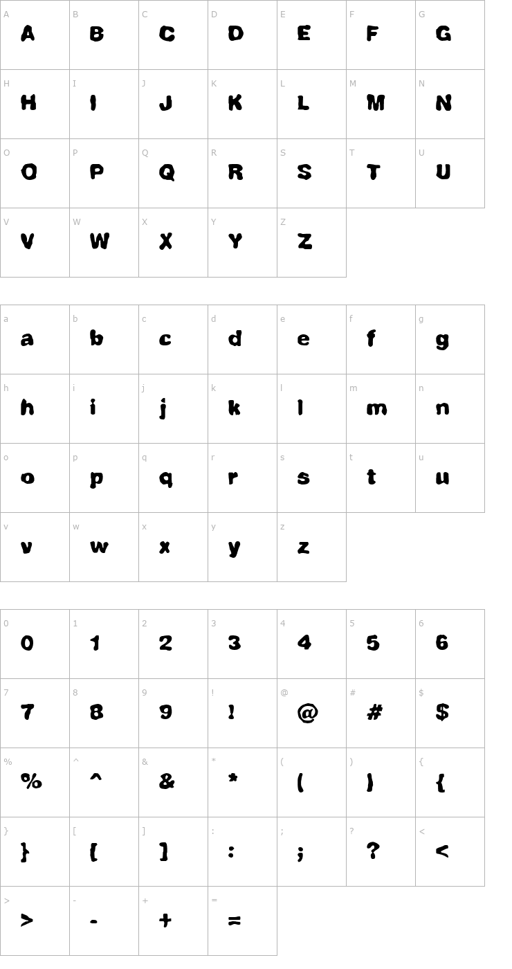 Character Map Fully Completely (BRK) Font