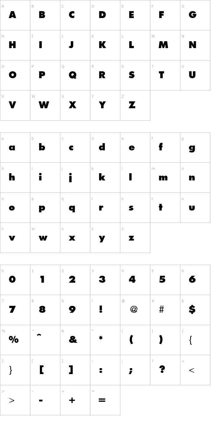 Character Map FunctionTwoExtrabold-Regular Font