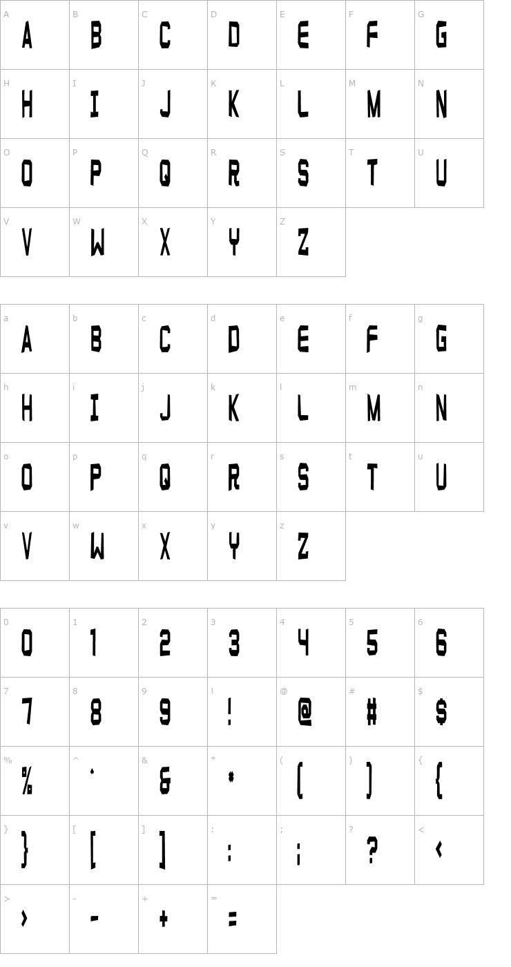 Character Map Funny farm hard Font