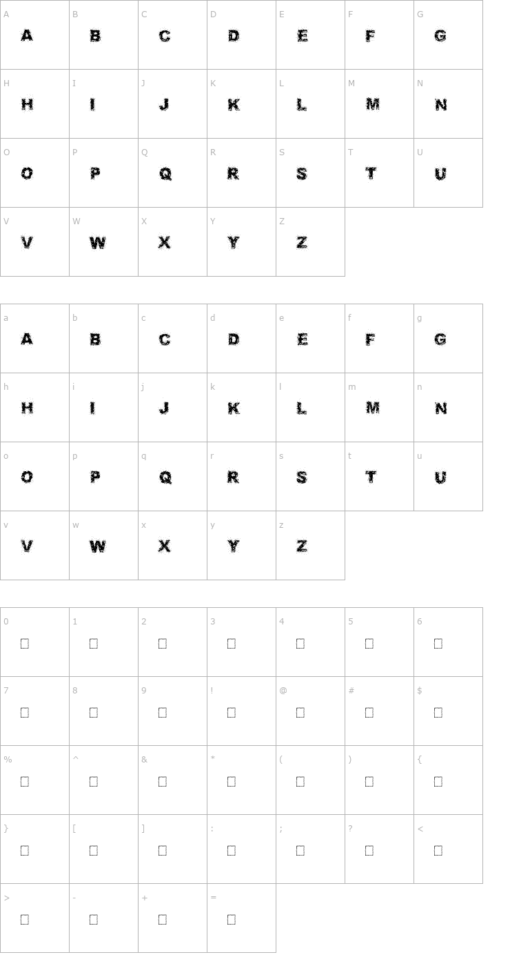 Character Map Fuzzed Font