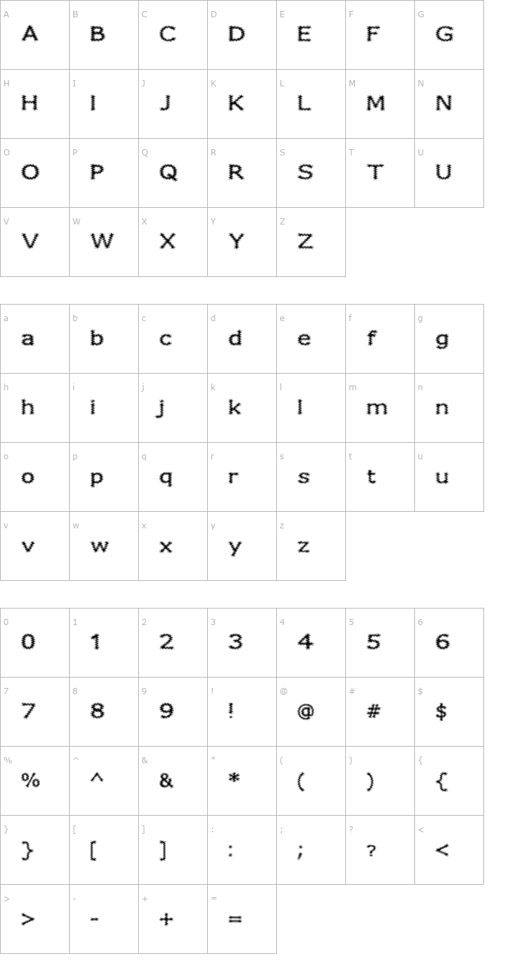 Character Map Fuzzy Xmas Font