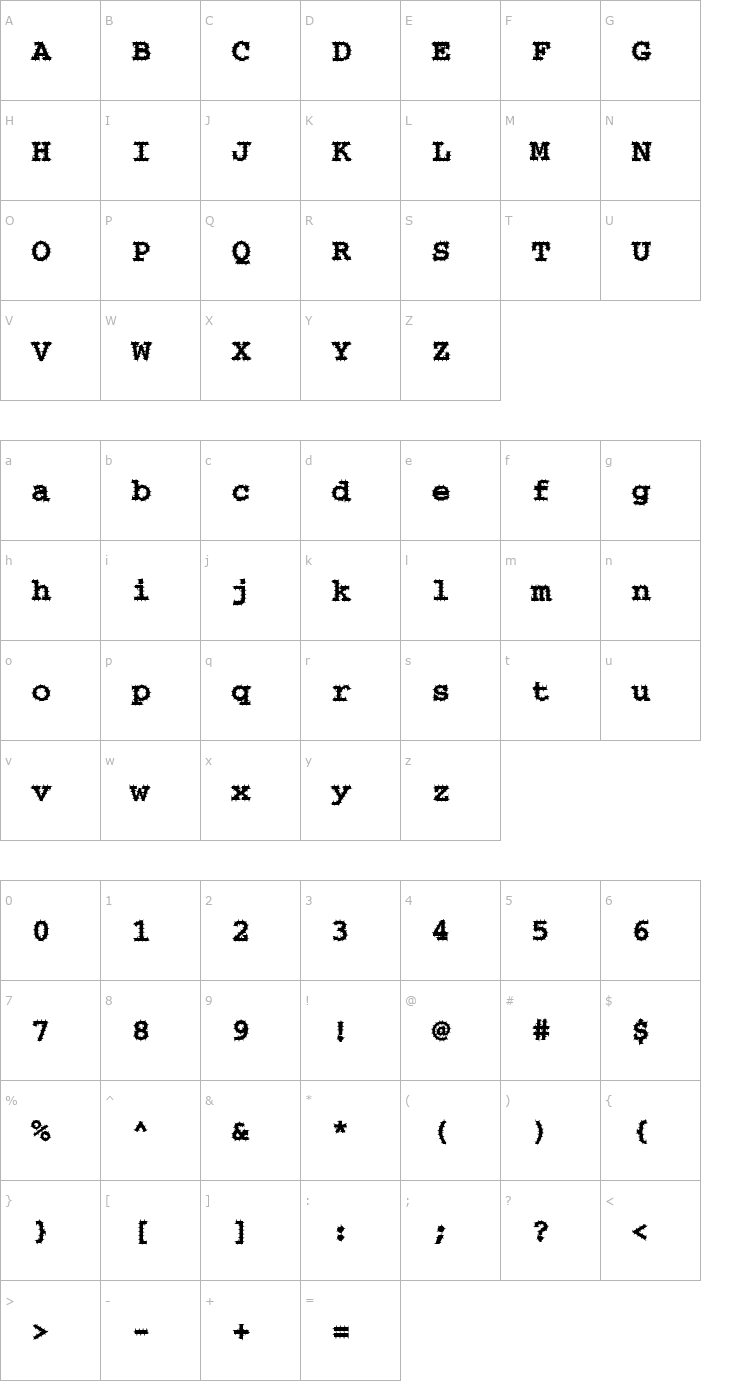 Character Map FZ BASIC 54 SPIKED Font