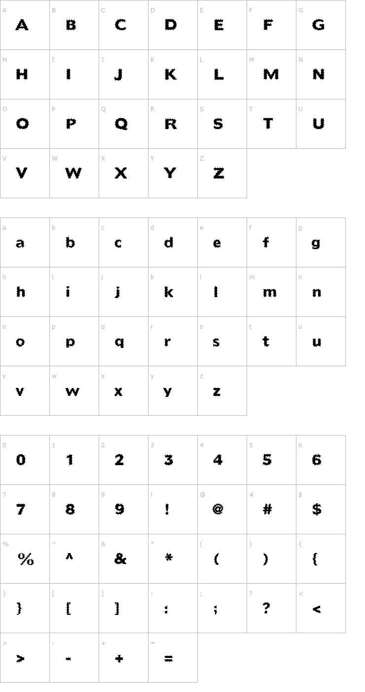 Character Map FZ BASIC 55 SPIKED Font