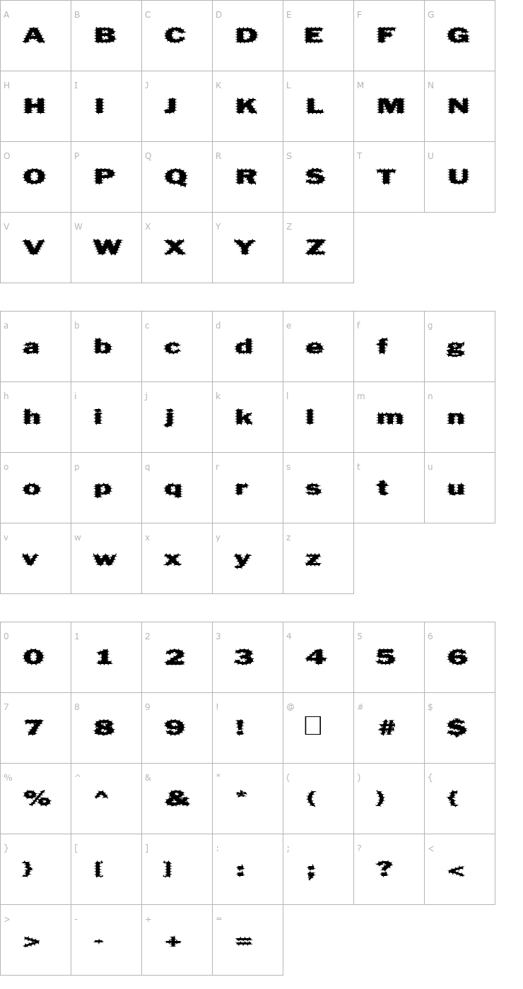 Character Map FZ BASIC 56 SPIKED EX Font