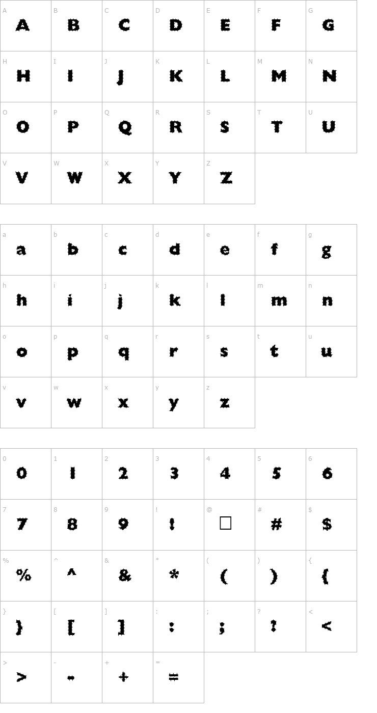 Character Map FZ BASIC 57 SPIKED Font