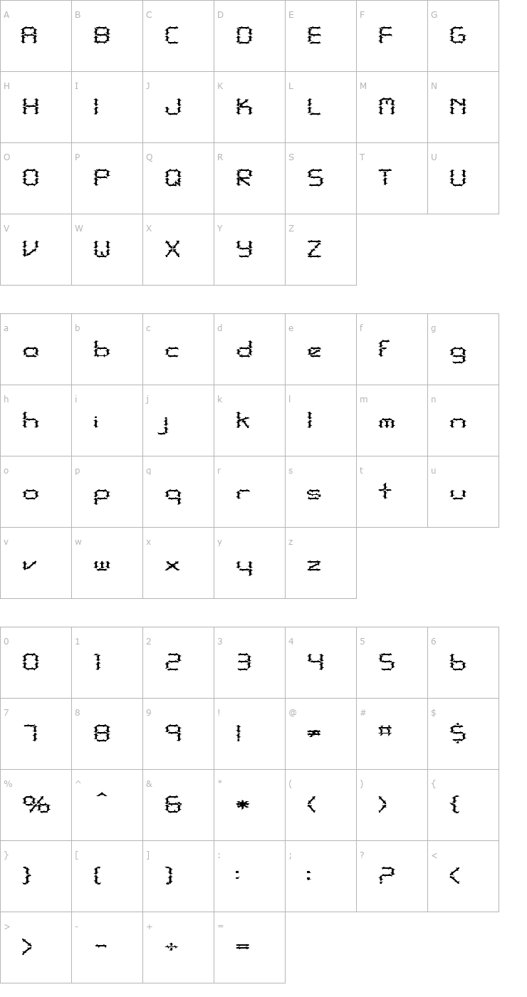 Character Map FZ DIGITAL 10 SPIKED EX Font