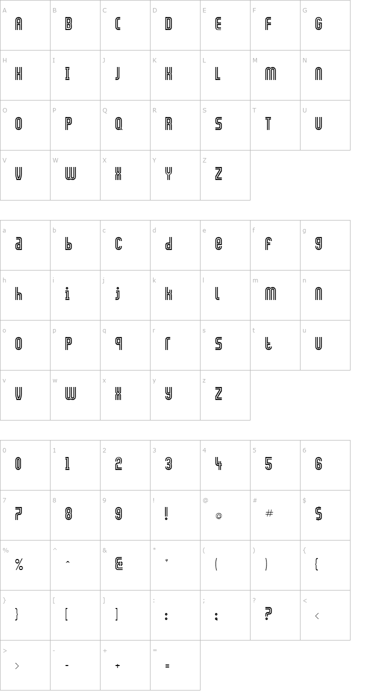 Character Map FZ UNIQUE 13 Font