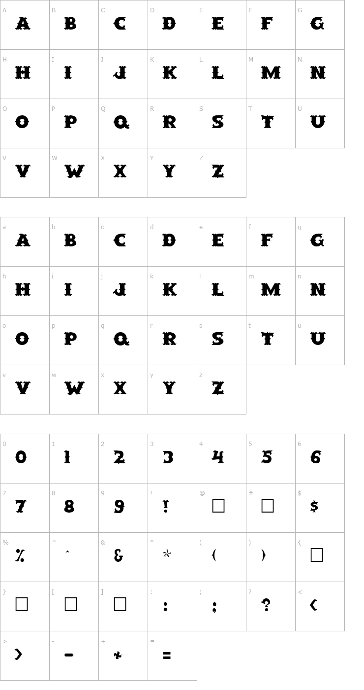 Character Map FZ UNIQUE 42 Font