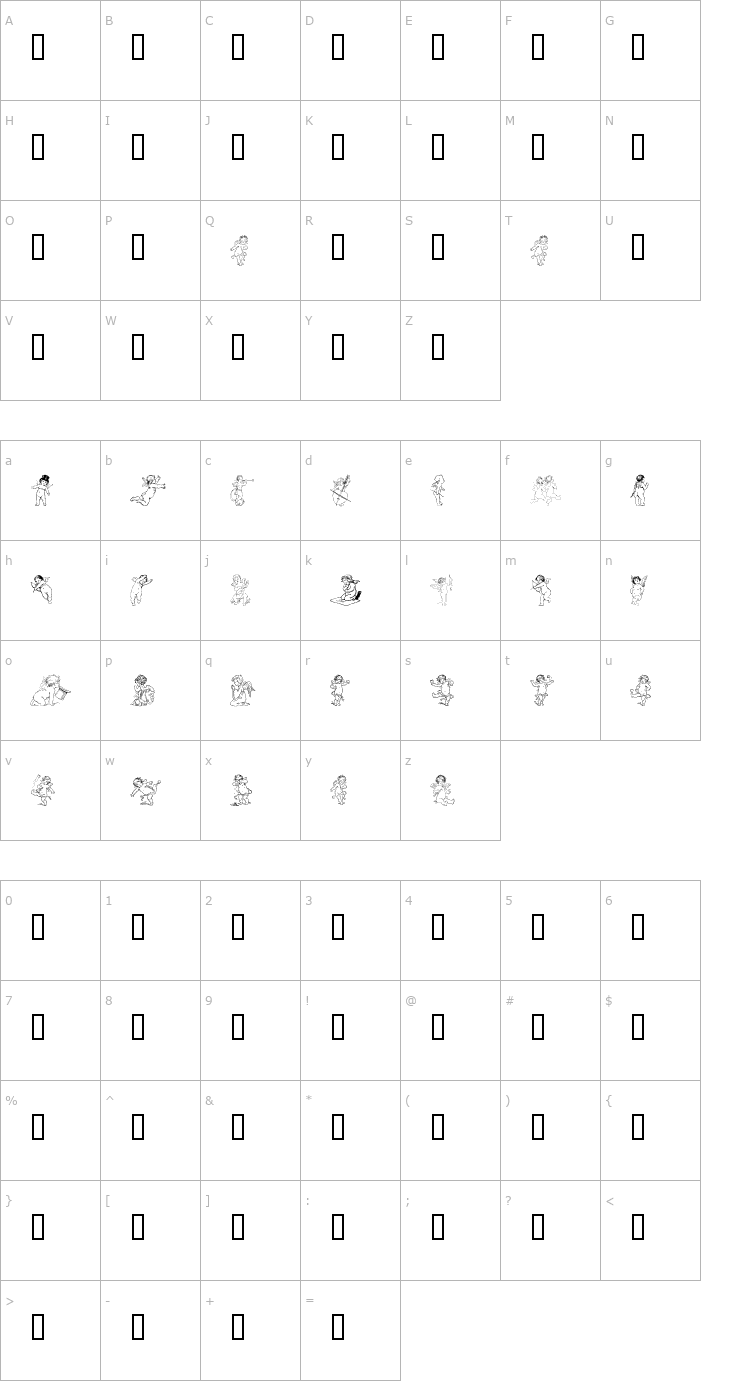 Character Map Gabriel's Angels Font