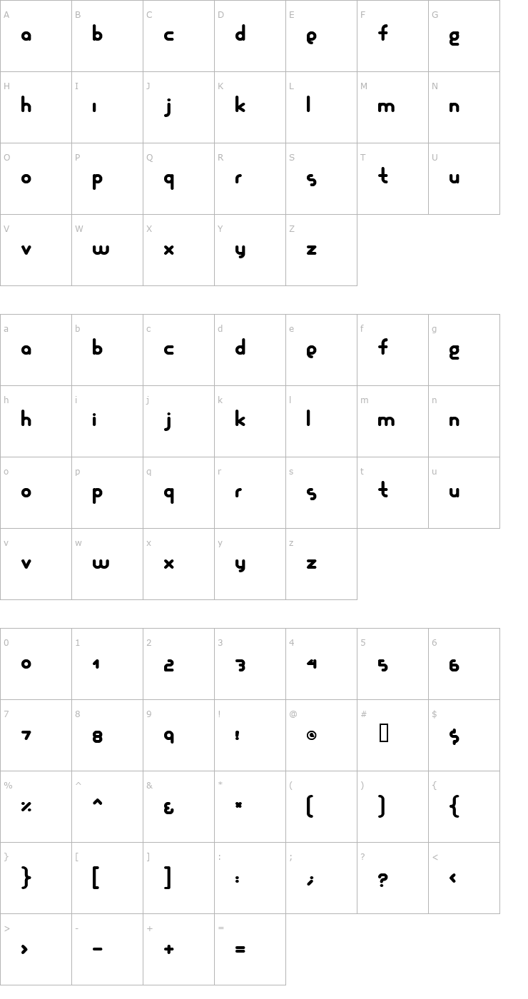 Character Map GAF2002 Font