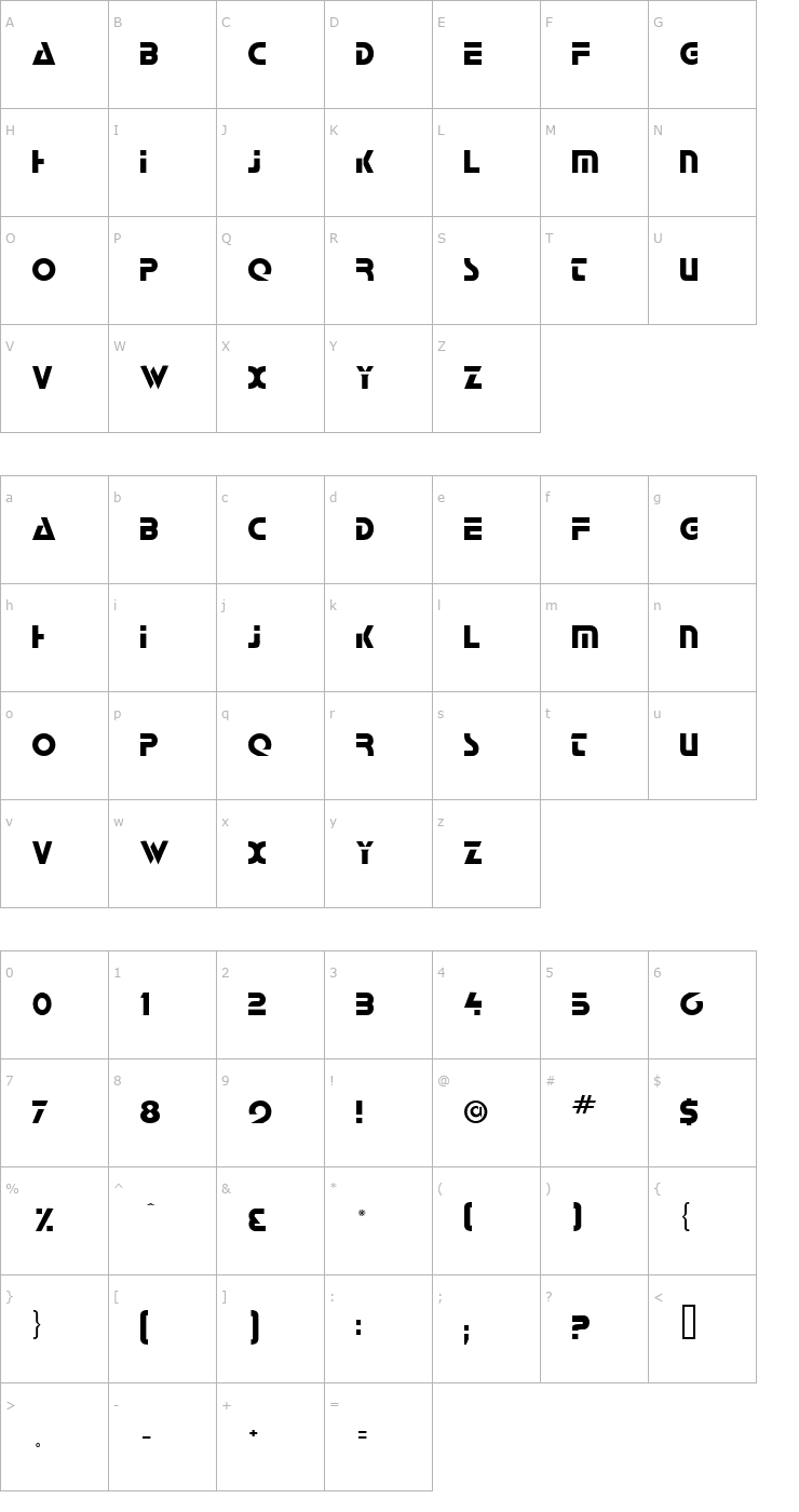 Character Map Galactican Font