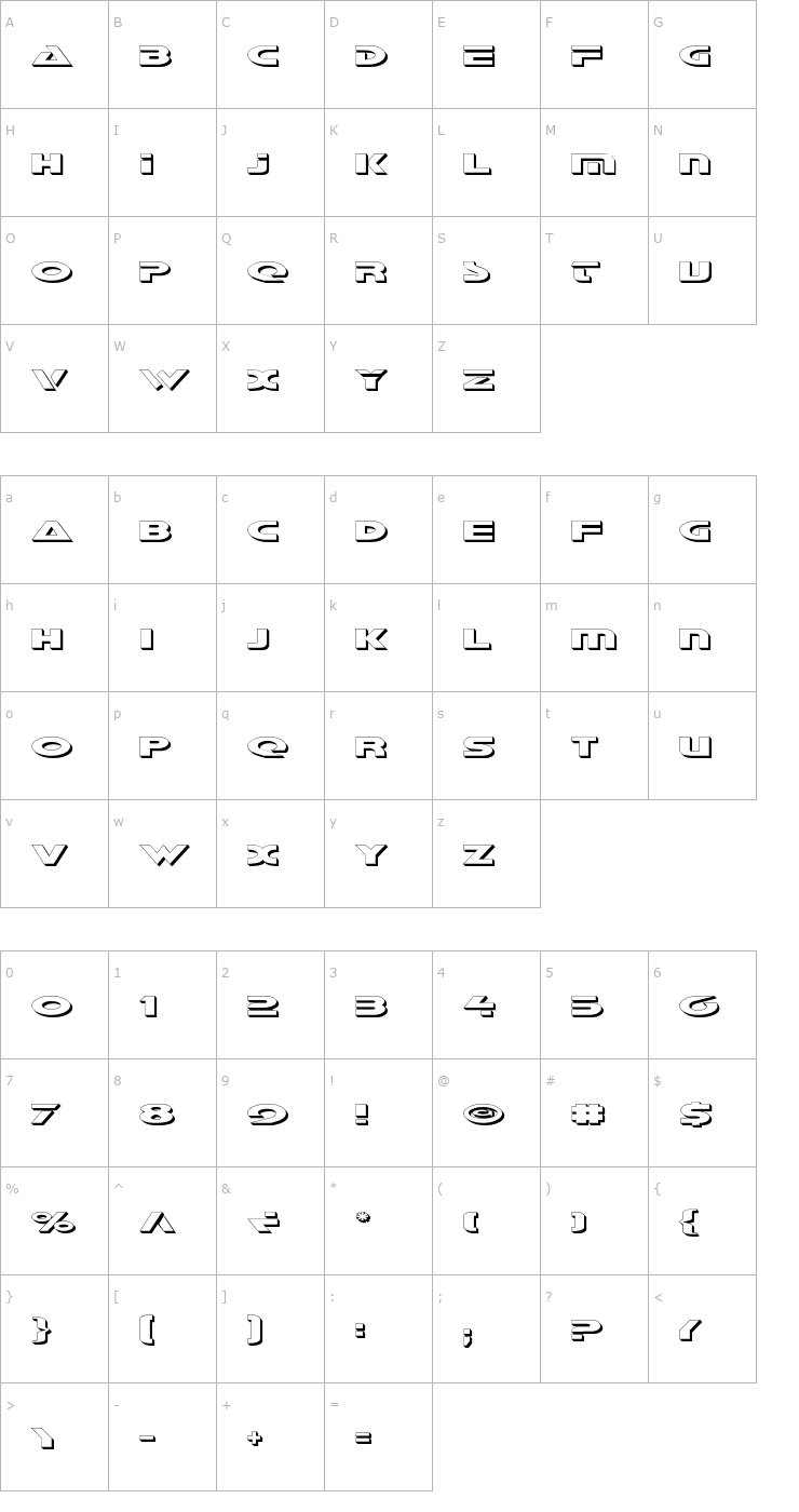 Character Map Galant Shadow Font