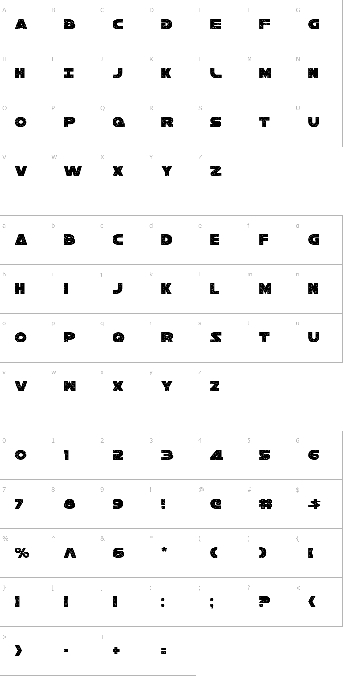 Character Map Galaxy 1 Condensed Font