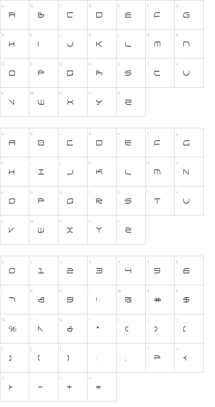 Character Map Galga Condensed Font