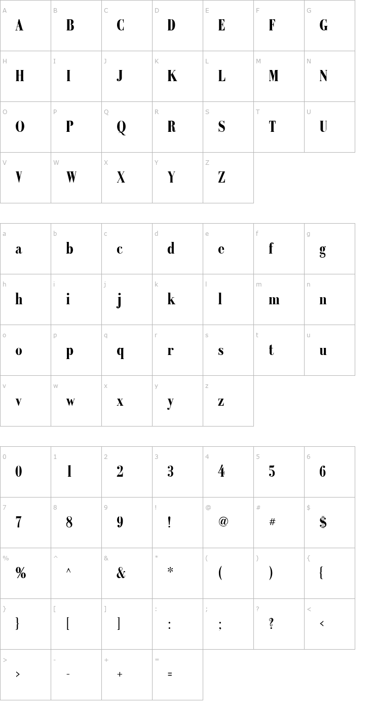 Character Map GalileoFLF-Bold Font