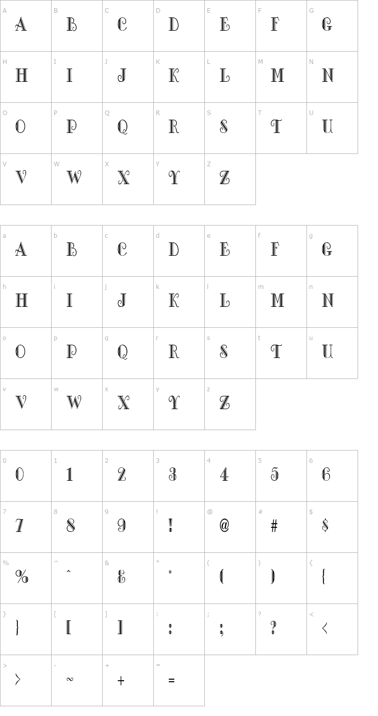 Character Map Gallery Condensed Normal Font