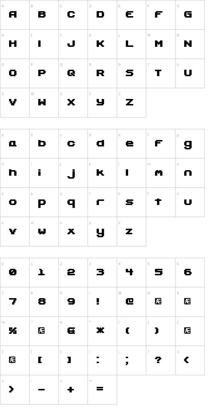 Character Map Gaposis Solid BRK Font