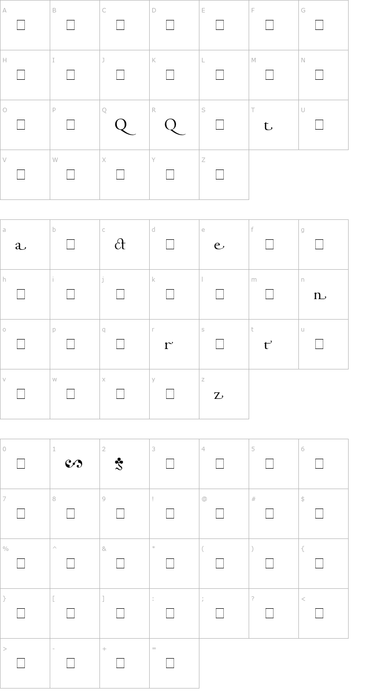 Character Map Garamond Alternate SSi Font