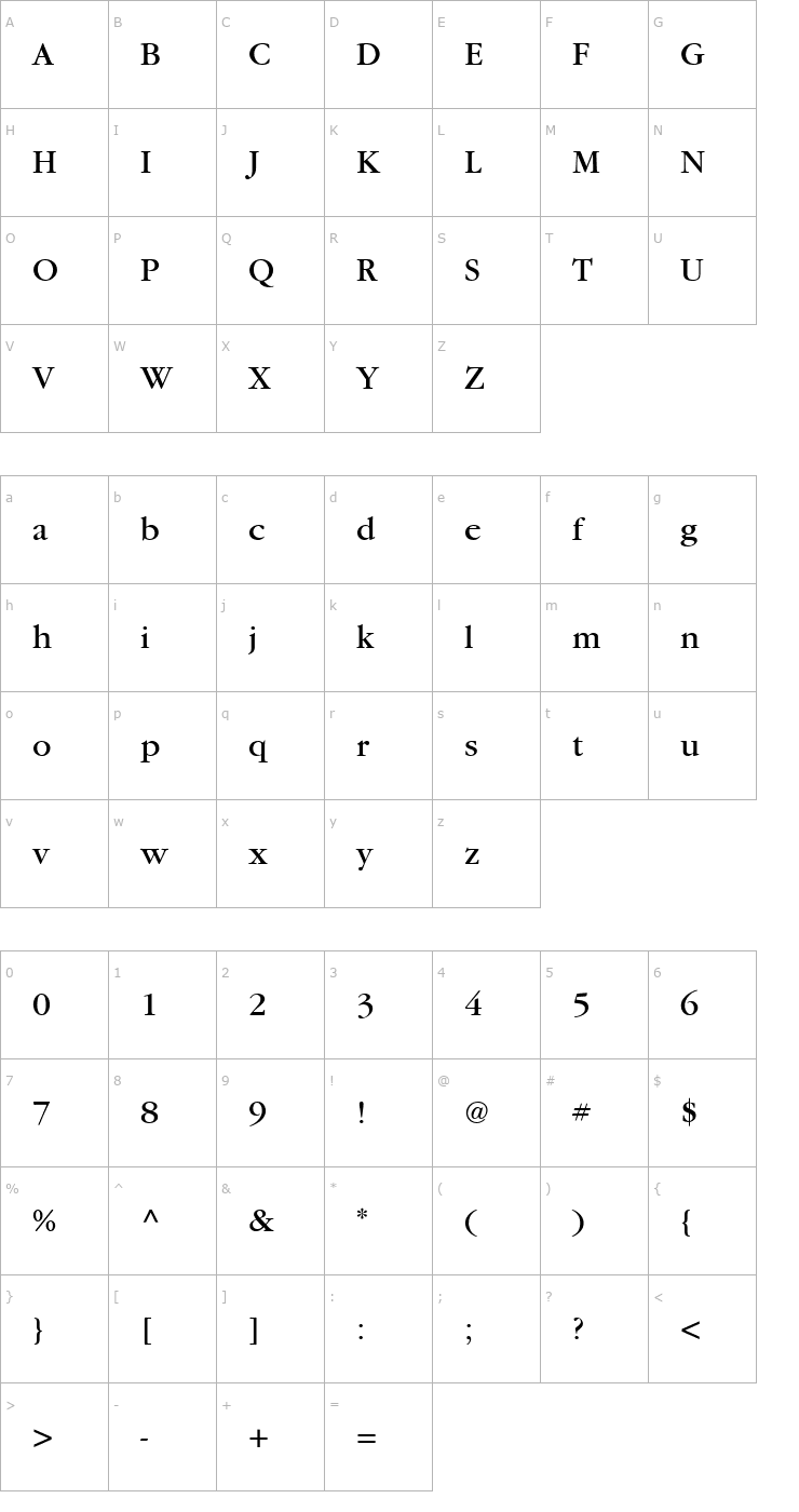 Character Map Garamond Book SSi Book Font