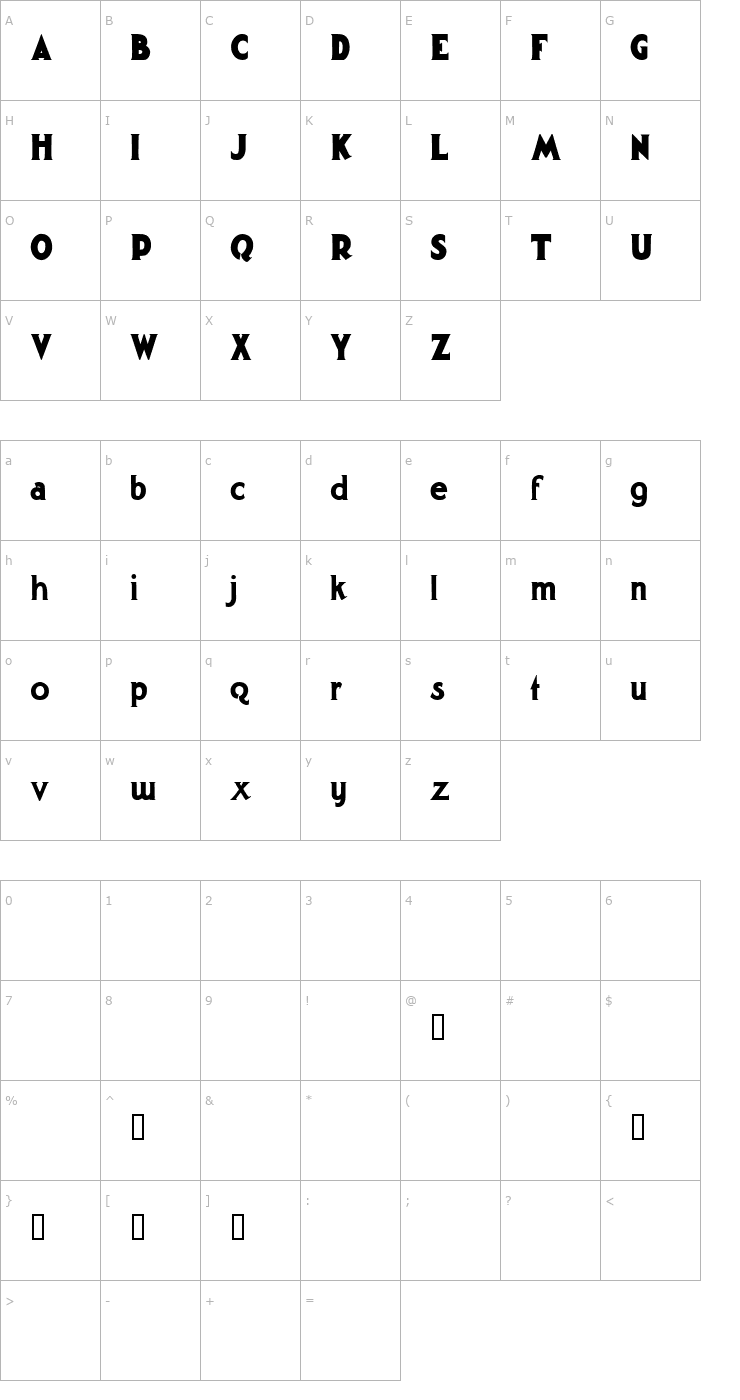 Character Map Gargantua Demo Font