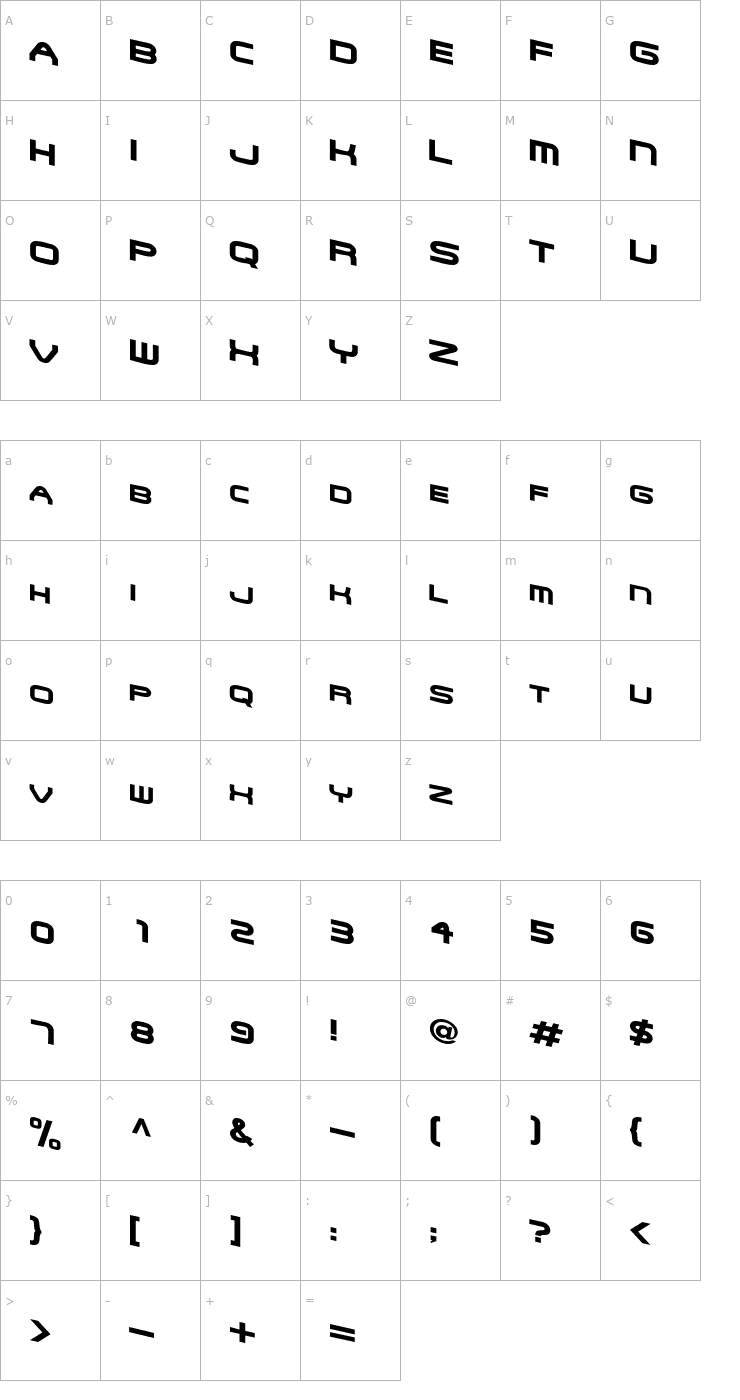 Character Map GarthWacky Font