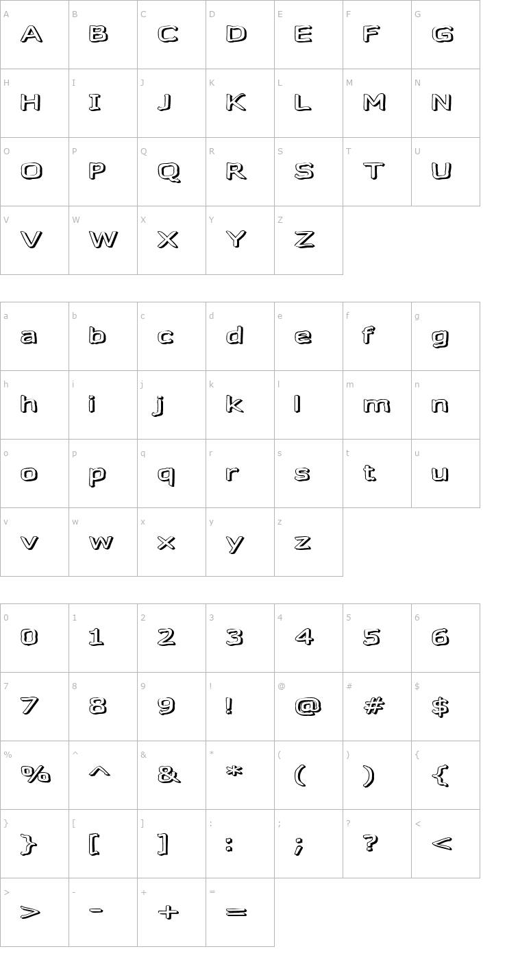 Character Map Gazzarelli Font